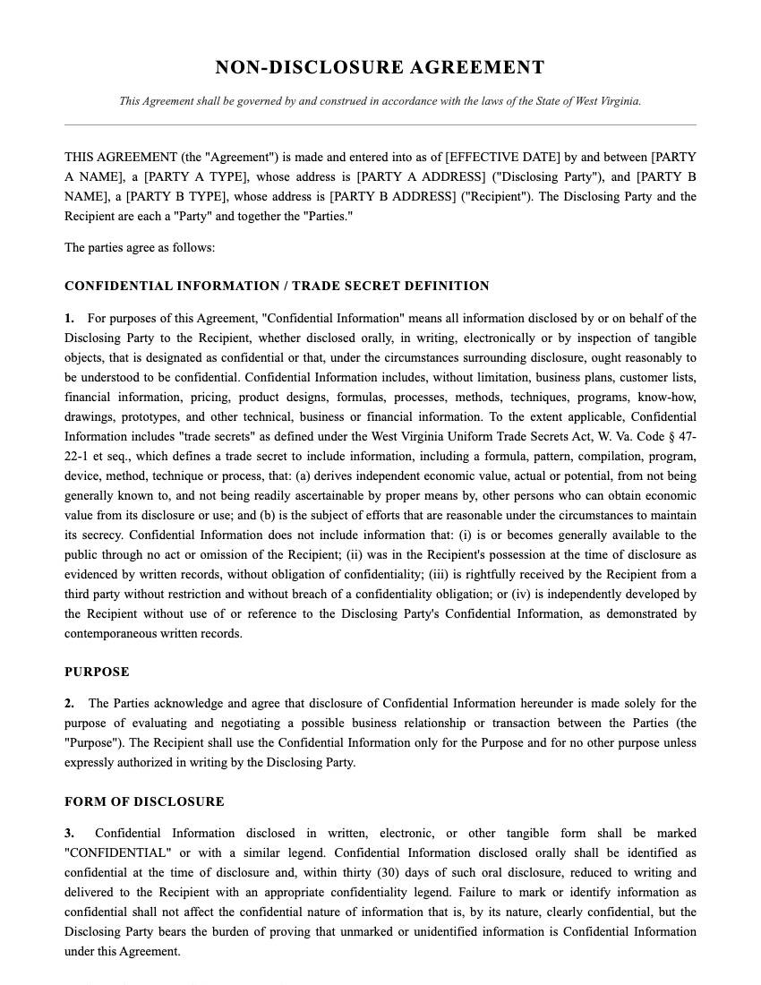 NDA Template Preview
