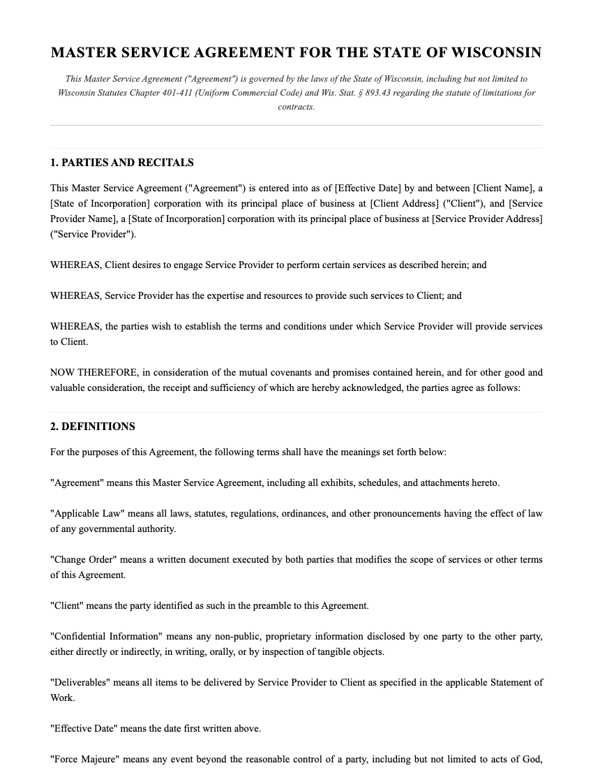 MSA Template Preview