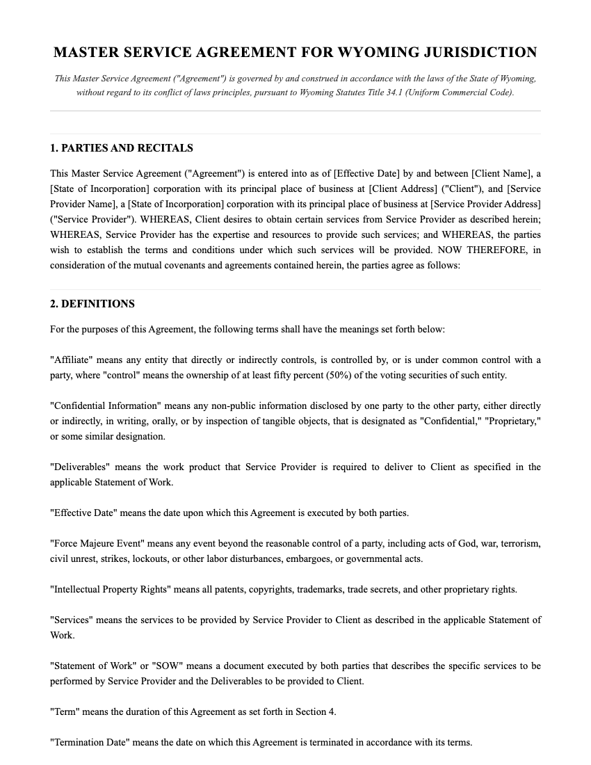 MSA Template Preview